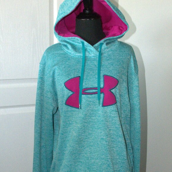 Under Armour Women's Aqua Blue Cold Gear Hoodie Drawstring size Large - Picture 1 of 7